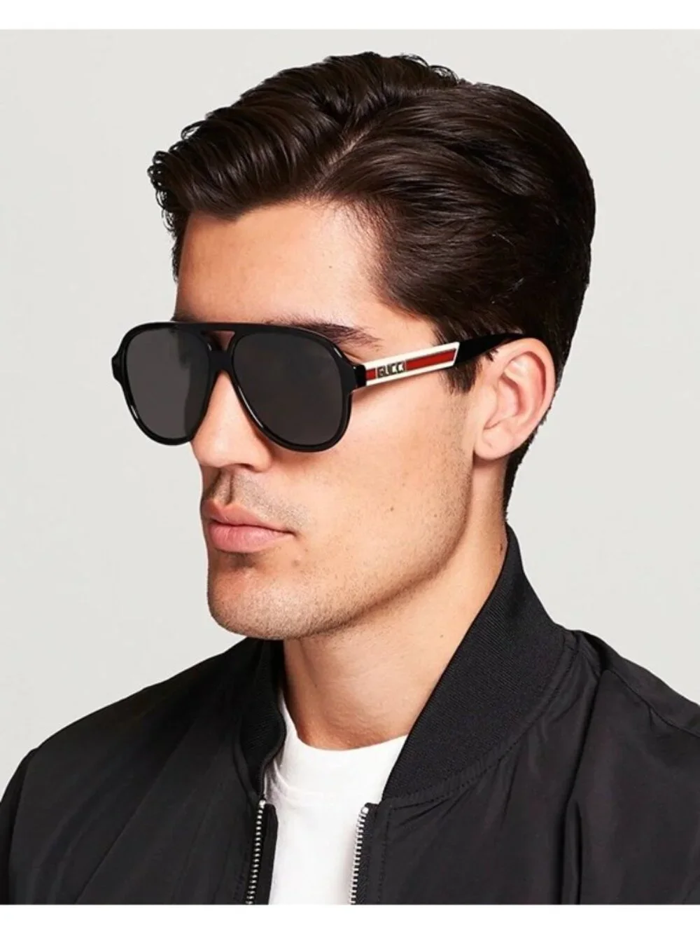 Gucci GG0463S 002 Sunglasses Black Aviator Frame, Grey Lenses